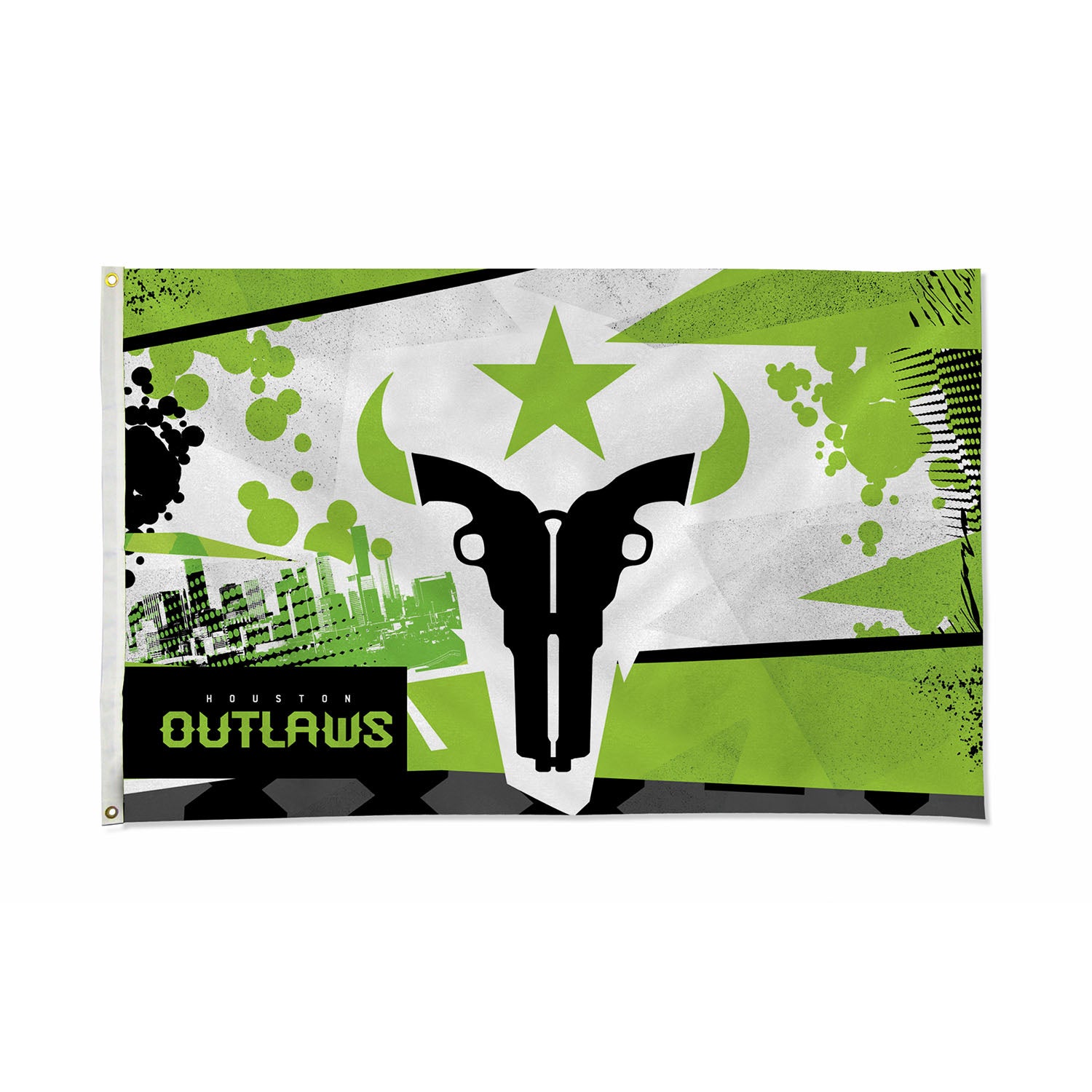 Houston Outlaws 3'x 5' Banner in Green - Front View