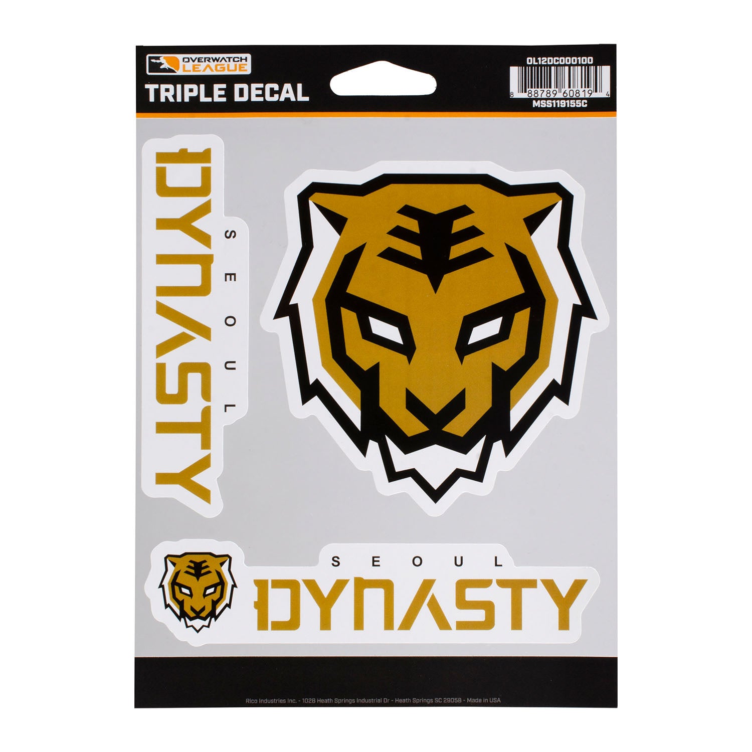 Seoul Dynasty 3-Pack Decals in Gold - Front View
