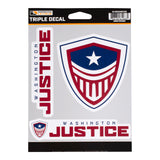 Washington Justice 3-Pack Decals in Red - Front View