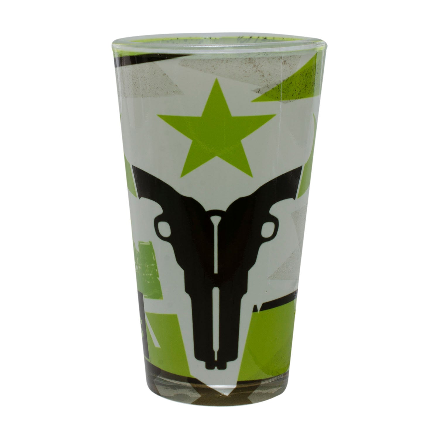 Houston Outlaws 16oz Sublimated Pint Glass in Green - Front View