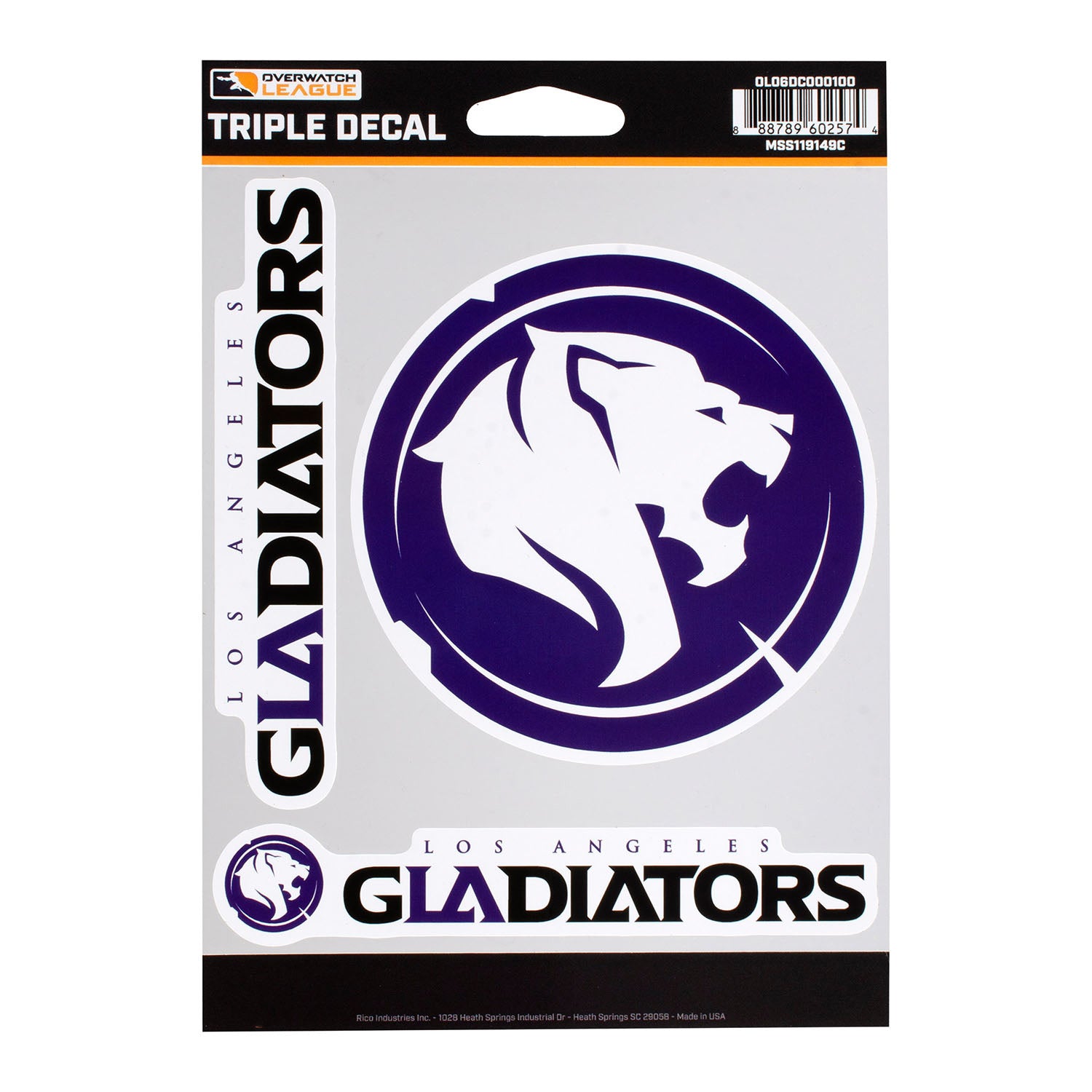 Los Angeles Gladiators 3-Pack Decals in Blue - Front View