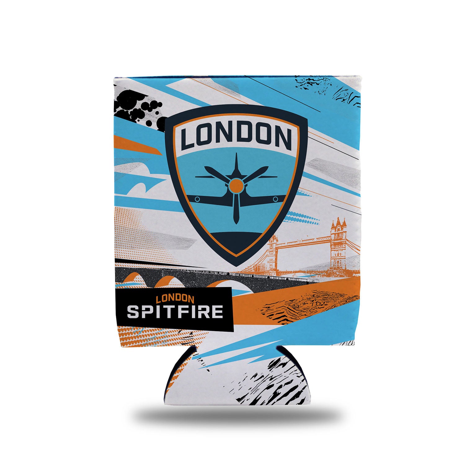 London Spitfire Can Cooler in Blue - Front View