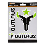 Houston Outlaws 3-Pack Decals in Black - Front View